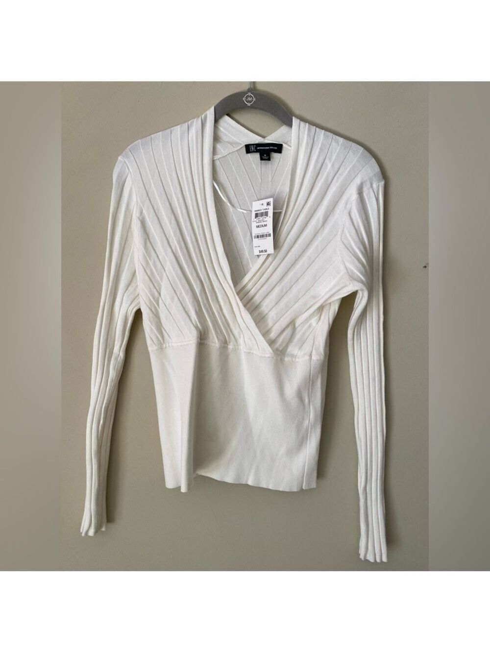 N.C. International Concepts White Surplice Sweater M NWT
